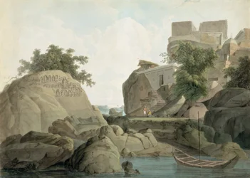 Fakirfelsen bei Sultanganj, am Fluss Ganges, Indien, um 1790